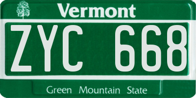VT license plate ZYC668