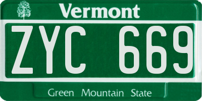 VT license plate ZYC669