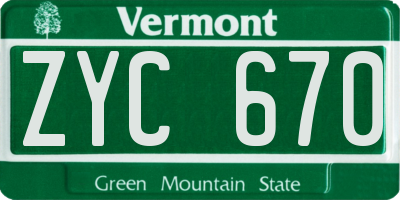 VT license plate ZYC670
