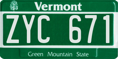VT license plate ZYC671
