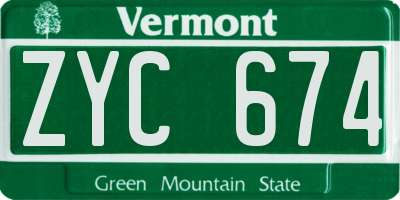 VT license plate ZYC674