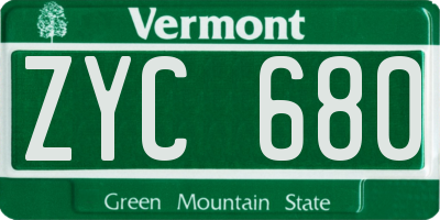 VT license plate ZYC680