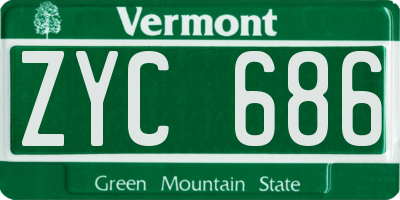 VT license plate ZYC686