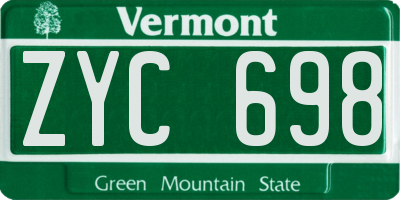 VT license plate ZYC698
