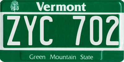 VT license plate ZYC702