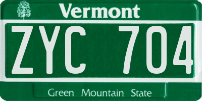 VT license plate ZYC704