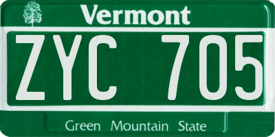 VT license plate ZYC705