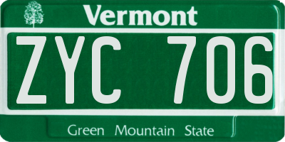 VT license plate ZYC706