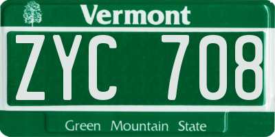 VT license plate ZYC708