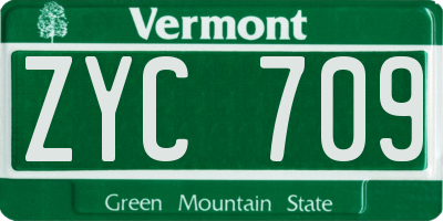 VT license plate ZYC709