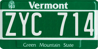 VT license plate ZYC714