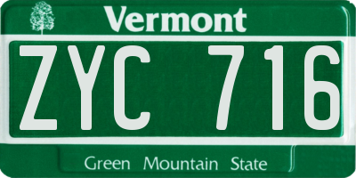 VT license plate ZYC716