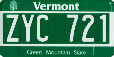 VT license plate ZYC721