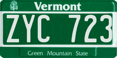 VT license plate ZYC723