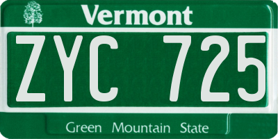 VT license plate ZYC725