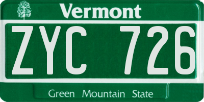 VT license plate ZYC726