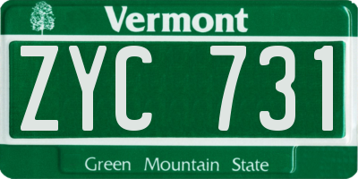 VT license plate ZYC731
