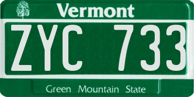 VT license plate ZYC733