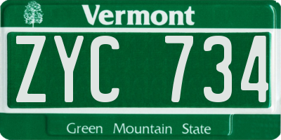VT license plate ZYC734