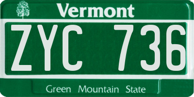 VT license plate ZYC736