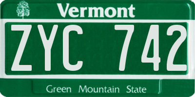 VT license plate ZYC742