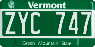 VT license plate ZYC747