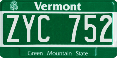 VT license plate ZYC752