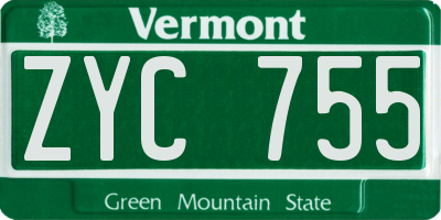 VT license plate ZYC755