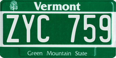VT license plate ZYC759