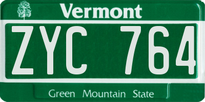 VT license plate ZYC764