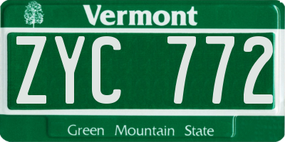VT license plate ZYC772