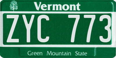 VT license plate ZYC773