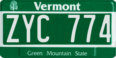 VT license plate ZYC774