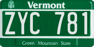 VT license plate ZYC781