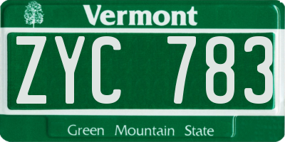 VT license plate ZYC783