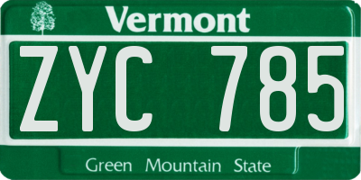 VT license plate ZYC785