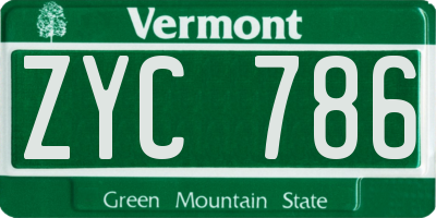 VT license plate ZYC786