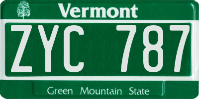 VT license plate ZYC787
