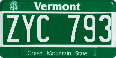 VT license plate ZYC793