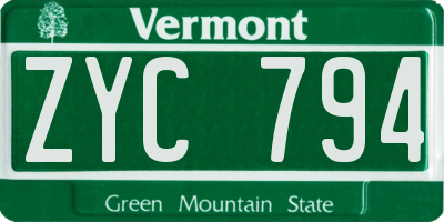 VT license plate ZYC794