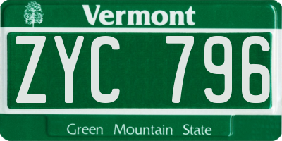 VT license plate ZYC796