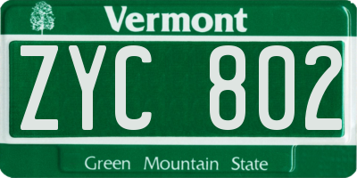 VT license plate ZYC802