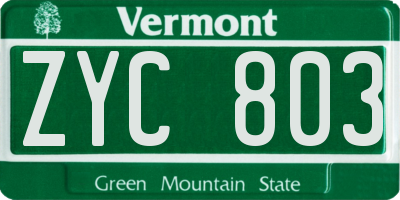 VT license plate ZYC803