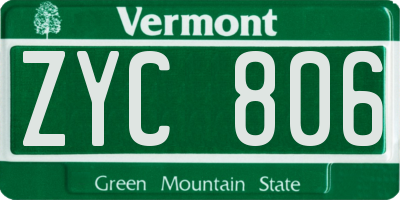 VT license plate ZYC806