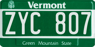 VT license plate ZYC807