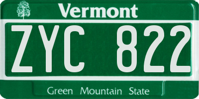 VT license plate ZYC822