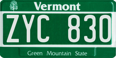 VT license plate ZYC830