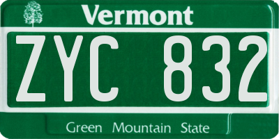 VT license plate ZYC832