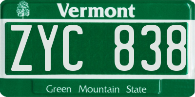 VT license plate ZYC838
