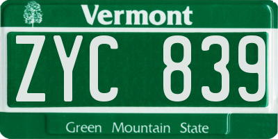 VT license plate ZYC839